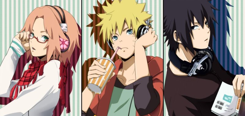 Naruto characters with headphones