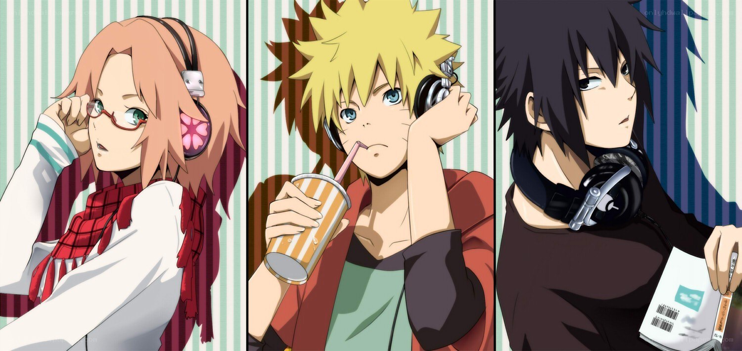 Naruto characters with headphones