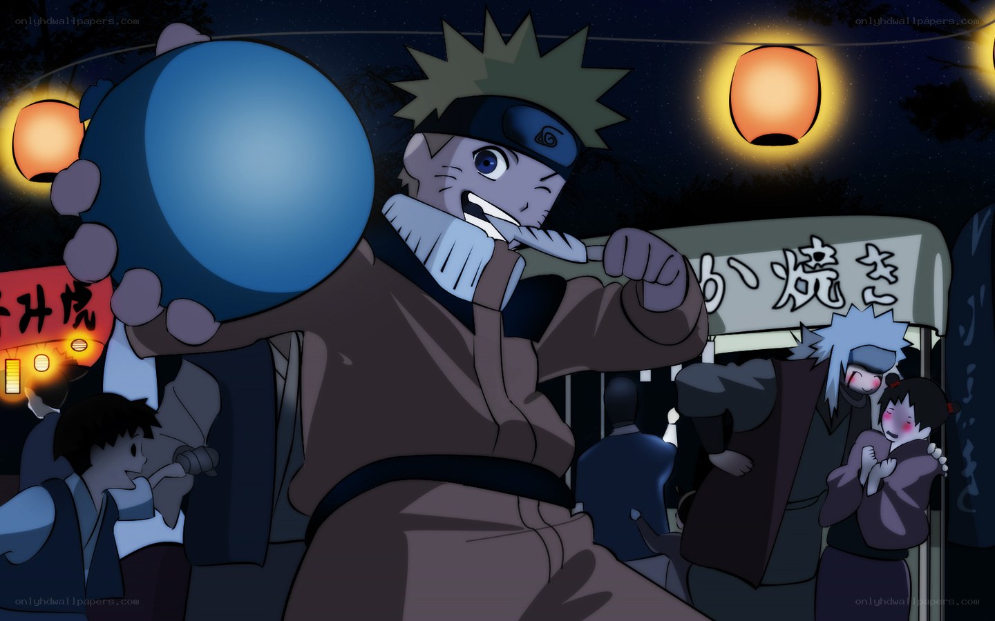Naruto eating ramen at night