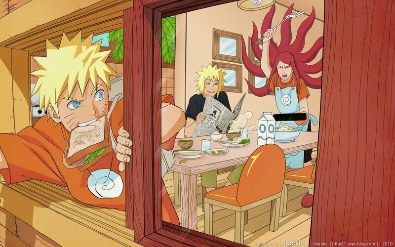 Naruto Eating Sandwich — Orange, Playful, Morning
