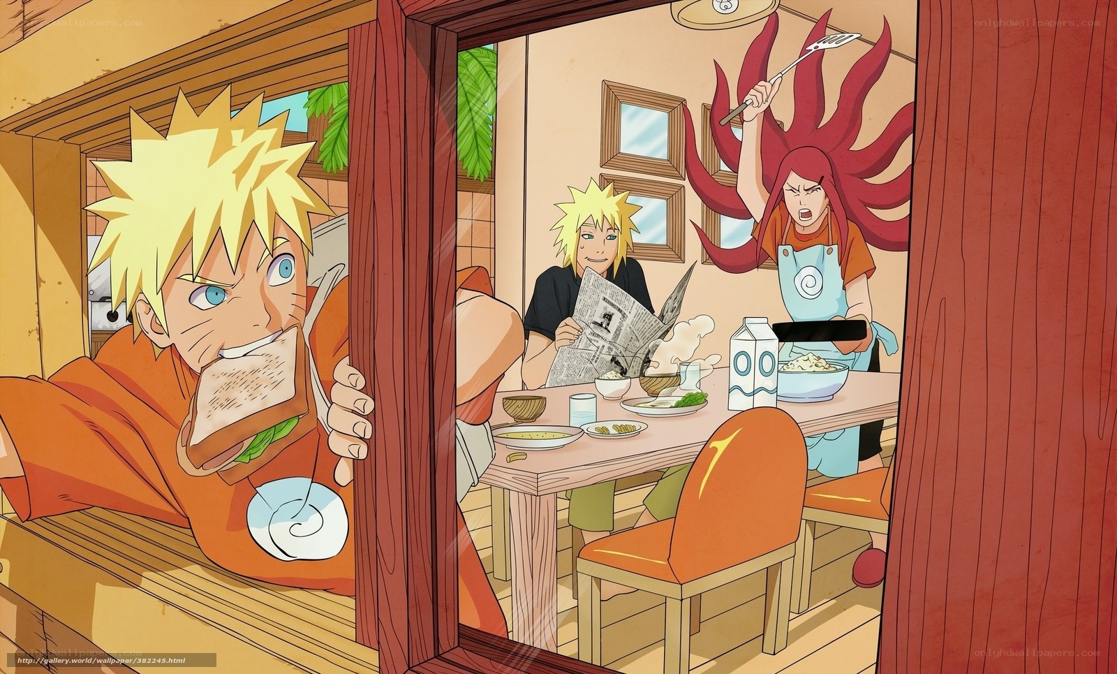 Naruto eating sandwich