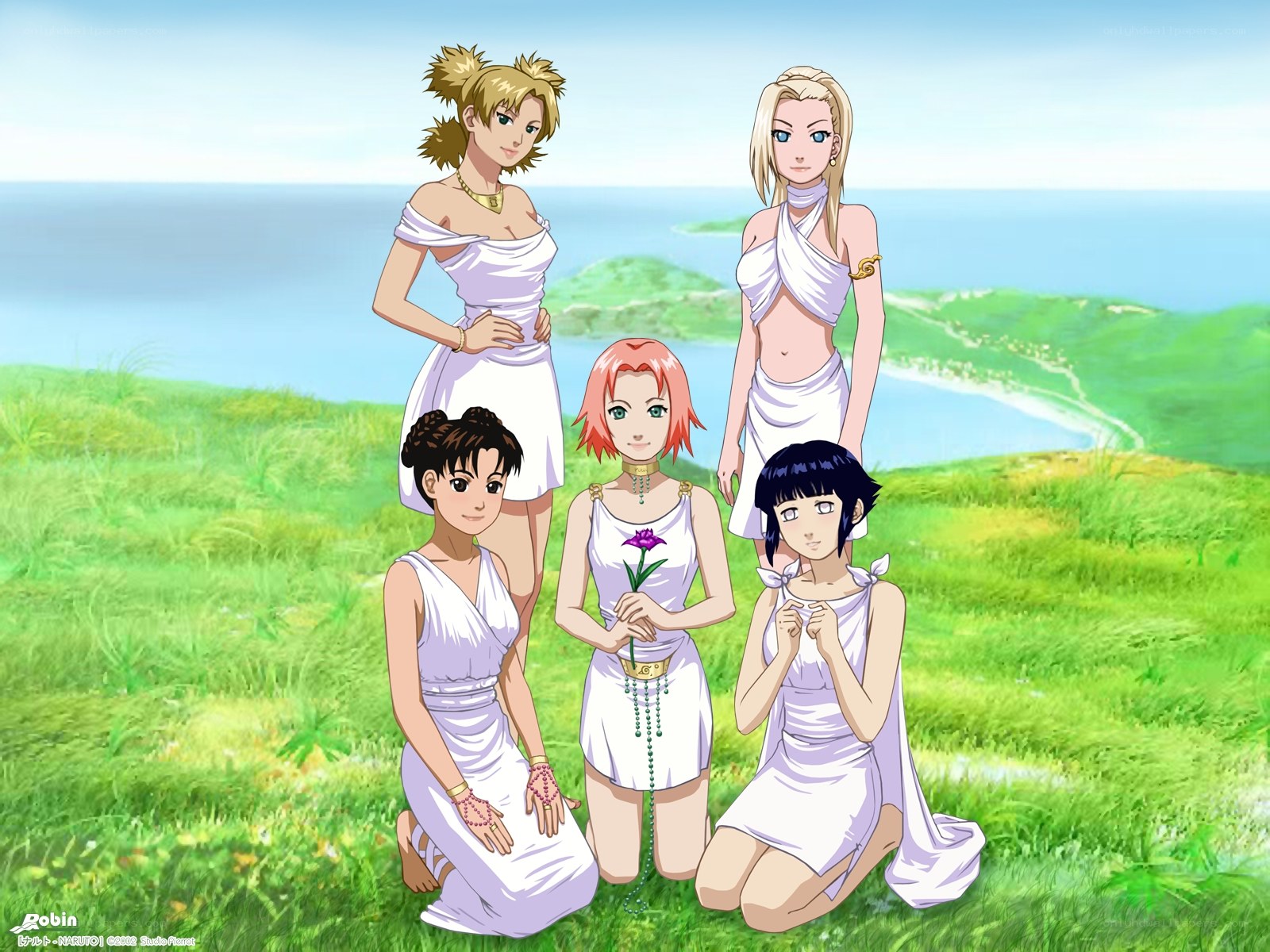 Naruto female characters in white dresses