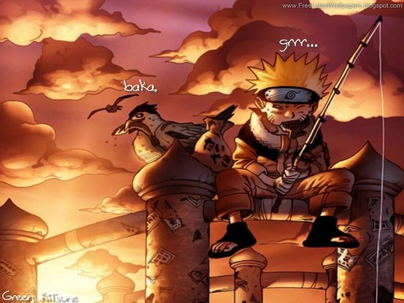 Naruto fishing at sunset