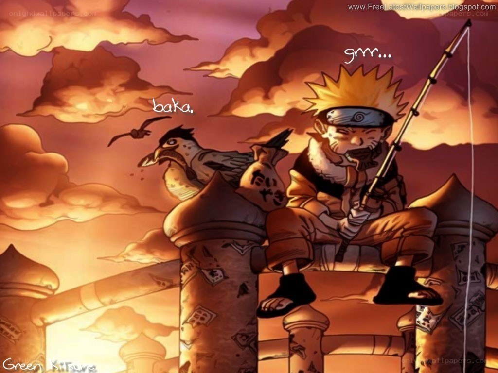Naruto fishing at sunset