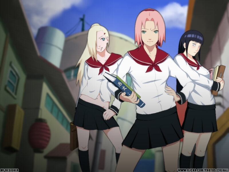 Naruto girls in school uniforms