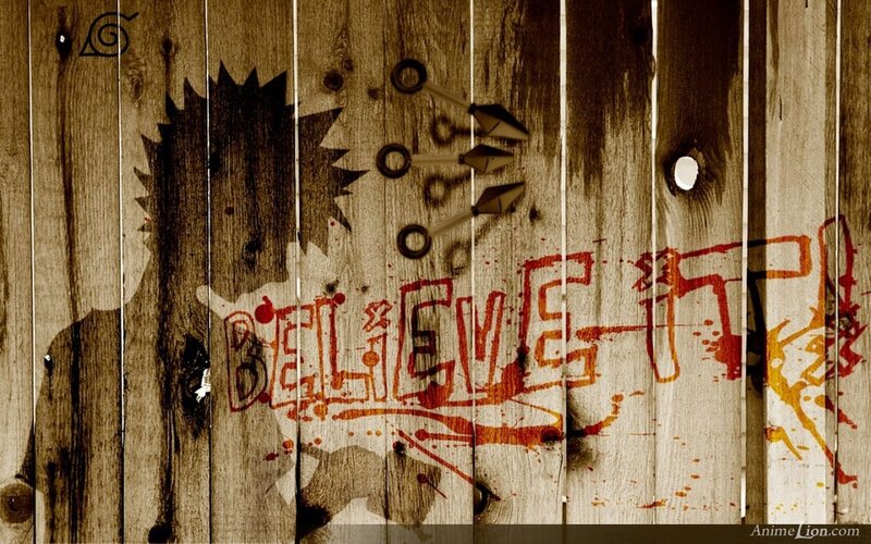 Naruto graffiti on wood