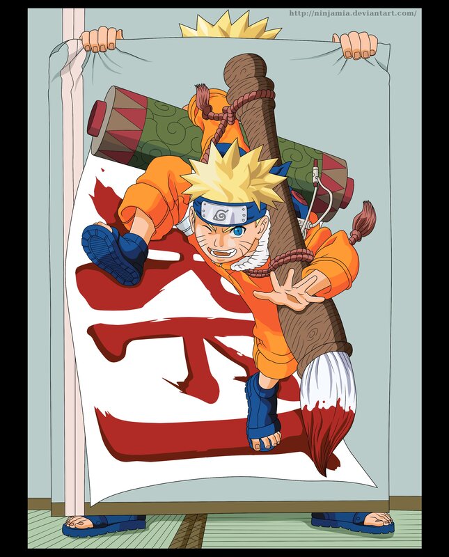 Naruto holding a scroll