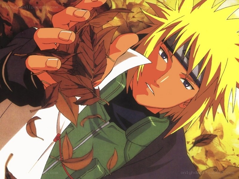 Naruto holding autumn leaves