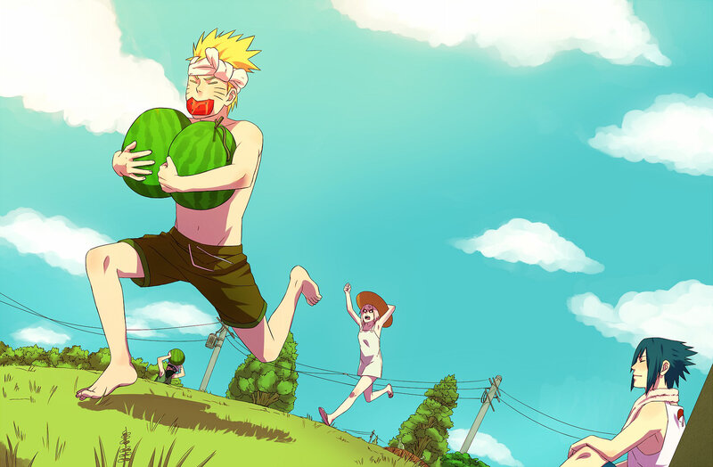 Naruto Holding Watermelons