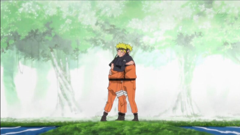 Naruto hugging himself