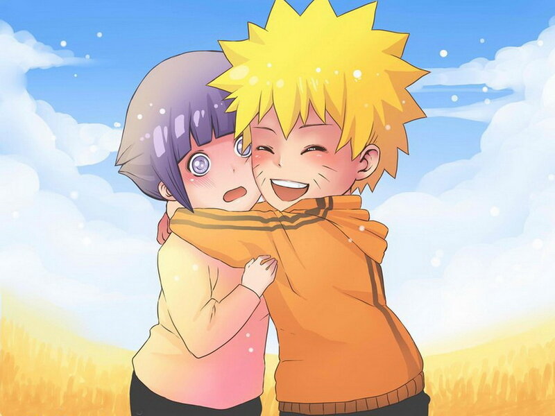 Naruto Hugging Hinata — Yellow, Happy