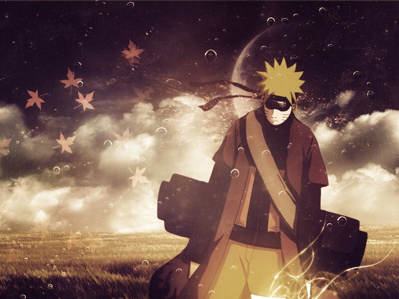 Naruto in a field at night