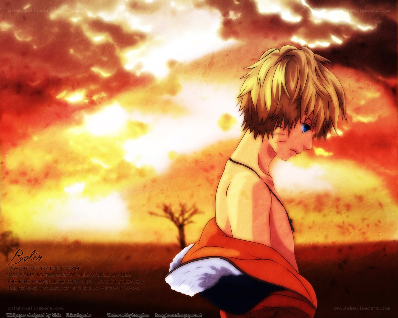 Naruto in a fiery landscape
