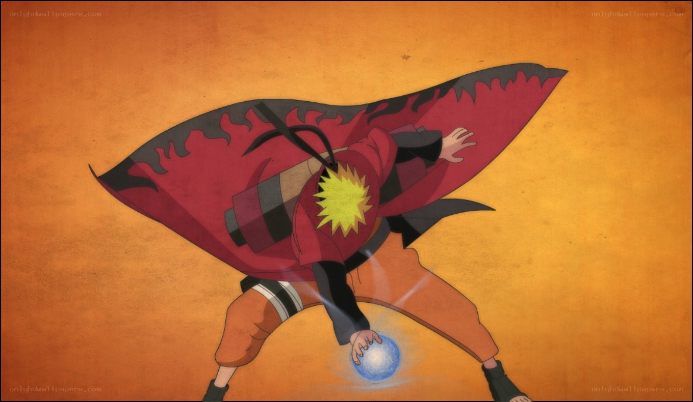 Naruto in cloak with Rasengan