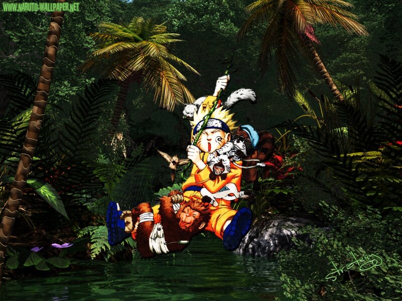 Naruto in jungle with animals