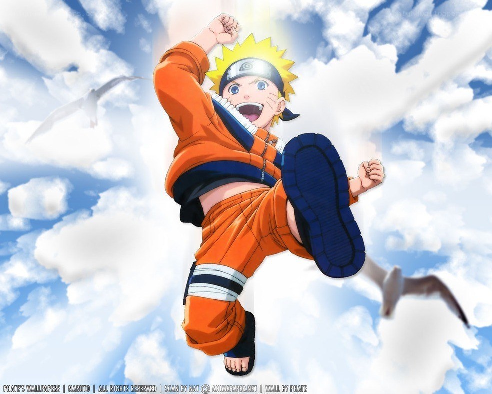 Naruto in mid-air kick