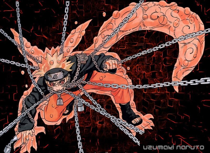 Naruto in Nine-Tails Mode — Black, Dramatic, Anime