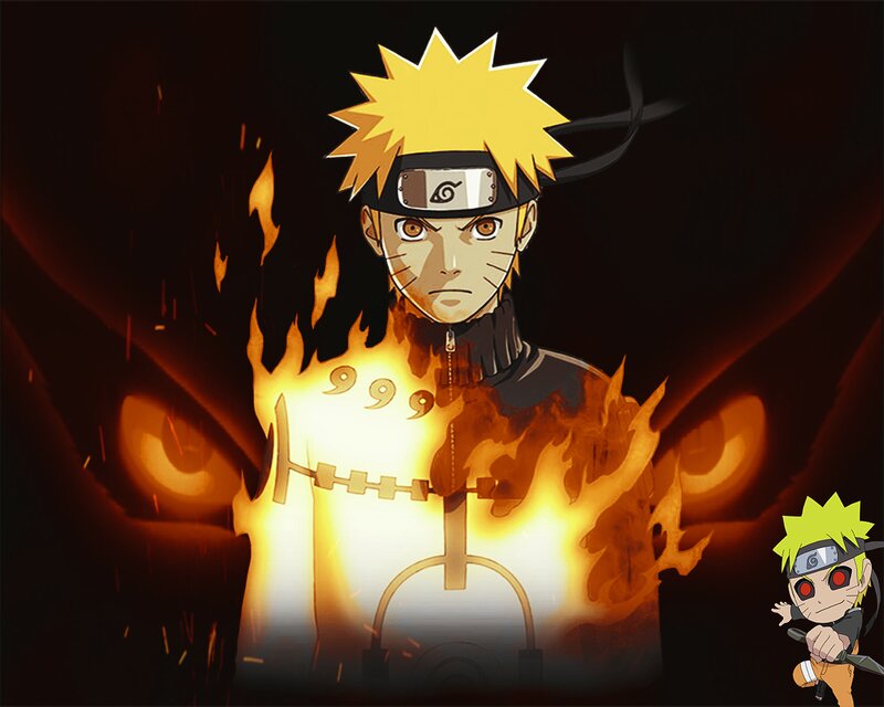 Naruto in Nine-Tails Mode — Black, Dramatic, Night