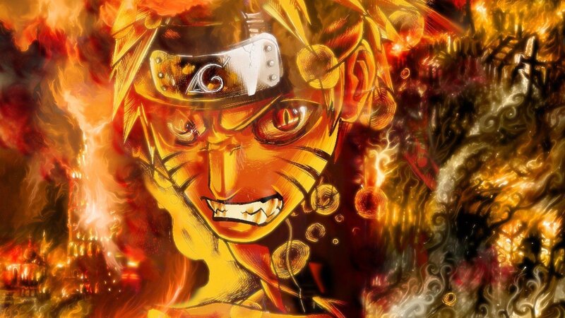 Naruto in Nine-Tails Mode — Orange, Dramatic, Anime, Flames, Chakra