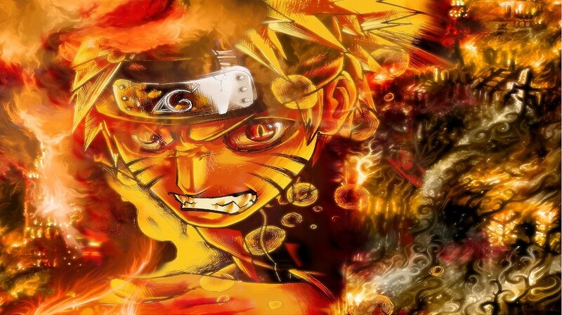 Naruto in Nine-Tails Mode — Orange, Dramatic, Intense