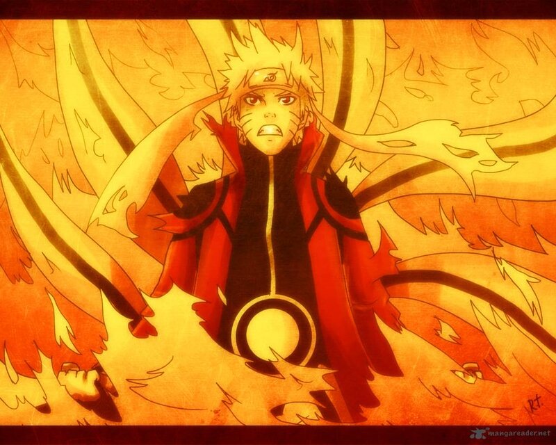 Naruto in Nine-Tails Mode — Orange, Dramatic, Manga