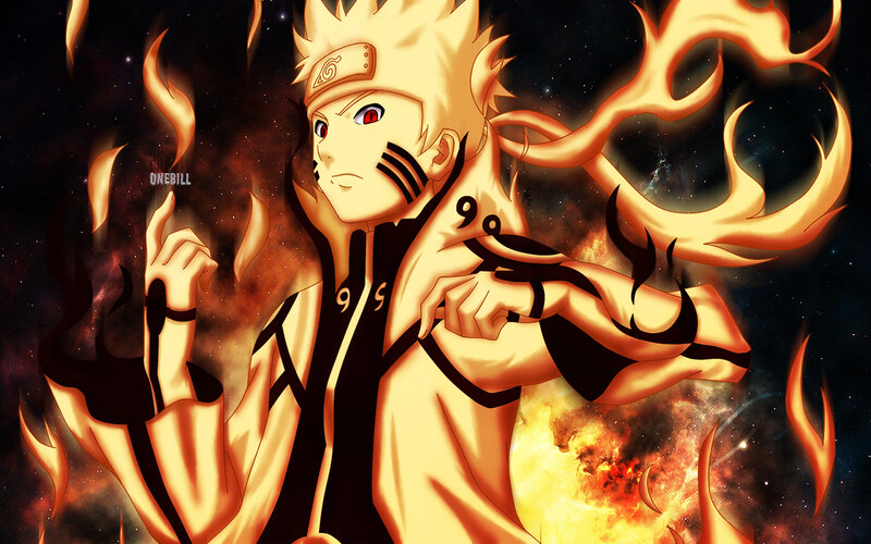 Naruto in Nine-Tails Mode — Orange, Dramatic, Night, Anime