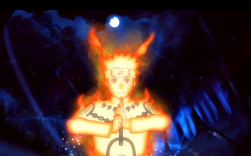 Naruto in Nine-Tails Mode — Orange, Dramatic, Night