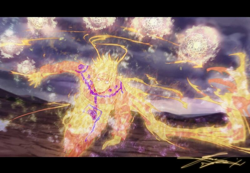 Naruto in Nine-Tails Mode — Yellow, Dramatic, Anime, Chakra, Flames