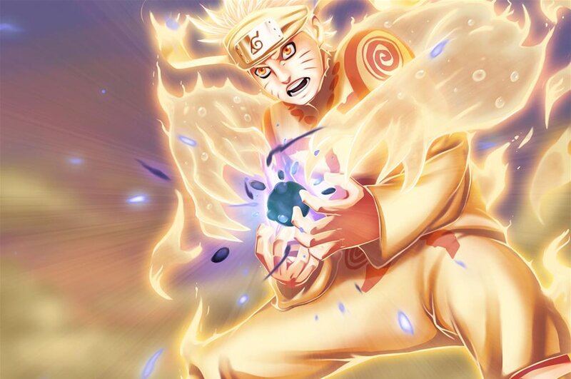 Naruto in Nine-Tails Mode — Yellow, Dramatic, Anime, Chakra