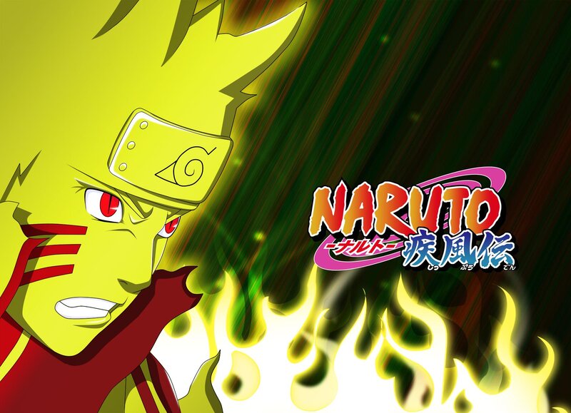 Naruto in Nine-Tails Mode — Yellow, Dramatic, Anime, Flames