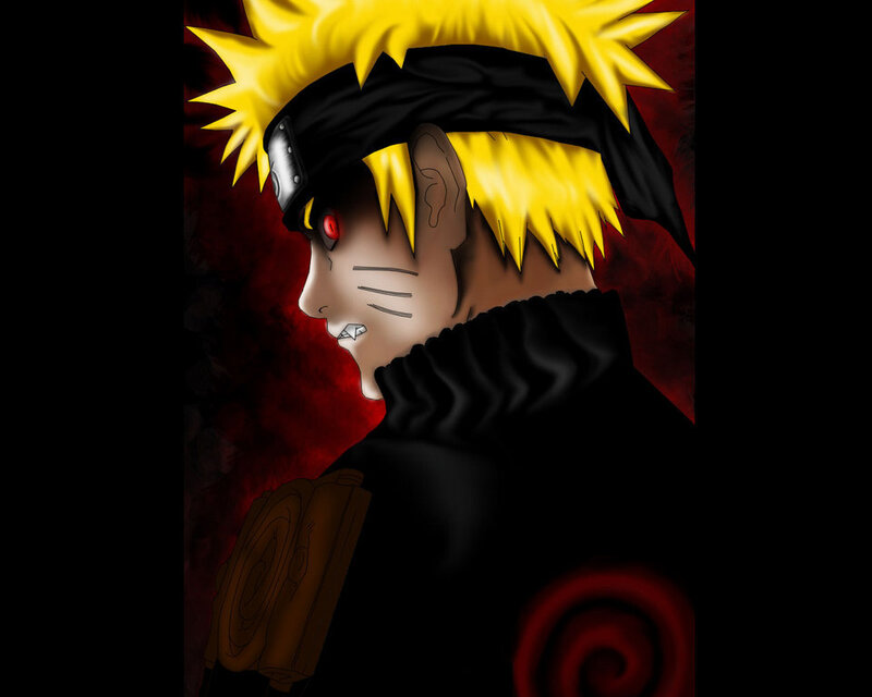 Naruto in Nine-Tails Mode — Yellow, Dramatic, Digital Art, Red Eyes