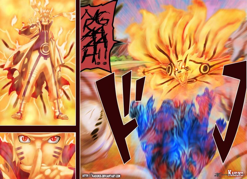 Naruto in Nine-Tails Mode — Yellow, Dramatic, Manga, Fox Spirit