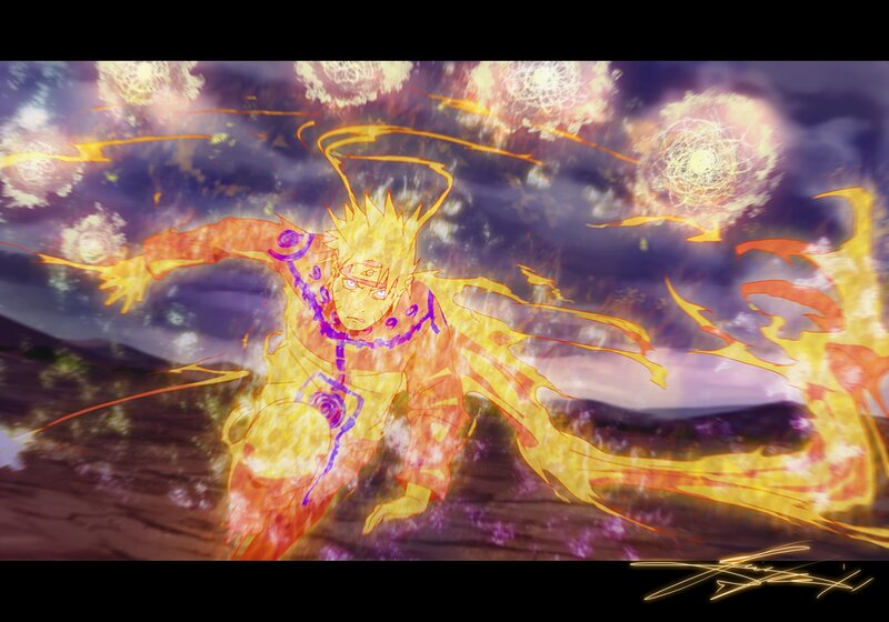 Naruto in Nine-Tails Mode — Yellow, Dramatic, Night, Anime, Chakra