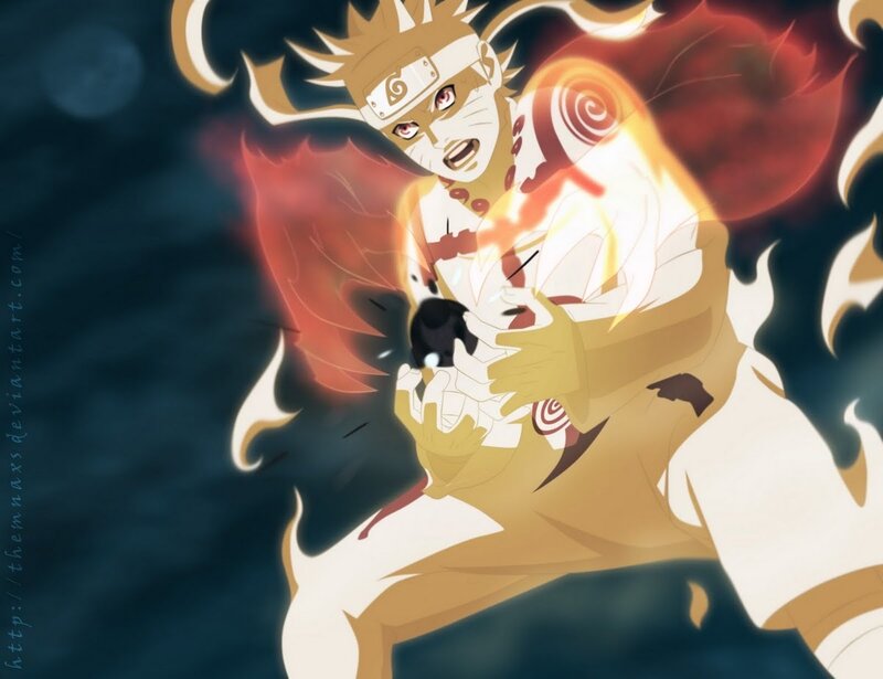 Naruto in Nine-Tails Mode — Yellow, Dramatic, Night