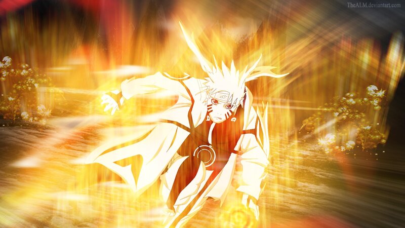 Naruto in Sage Mode — Yellow, Dramatic, Anime, Flames