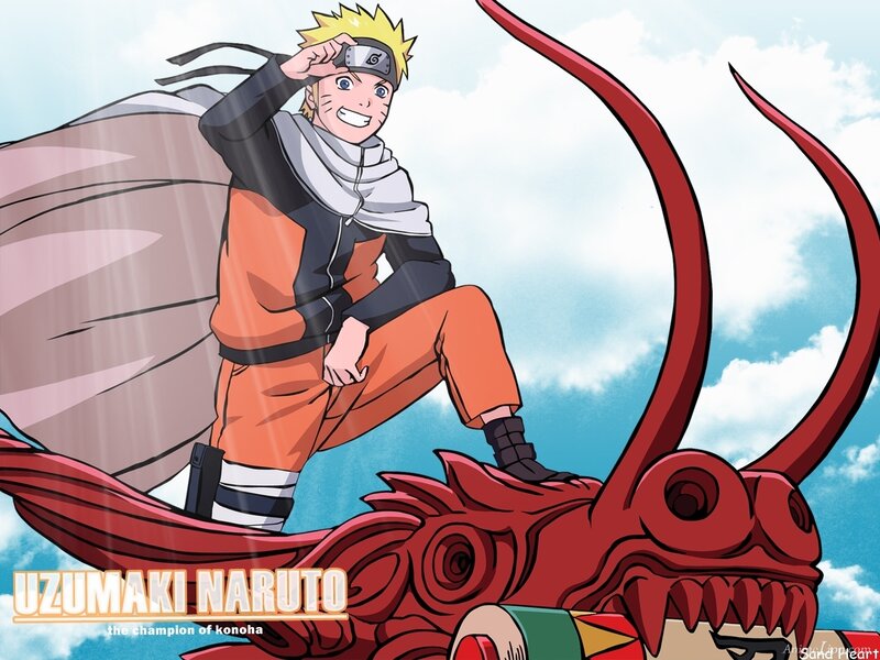 Naruto on a red dragon