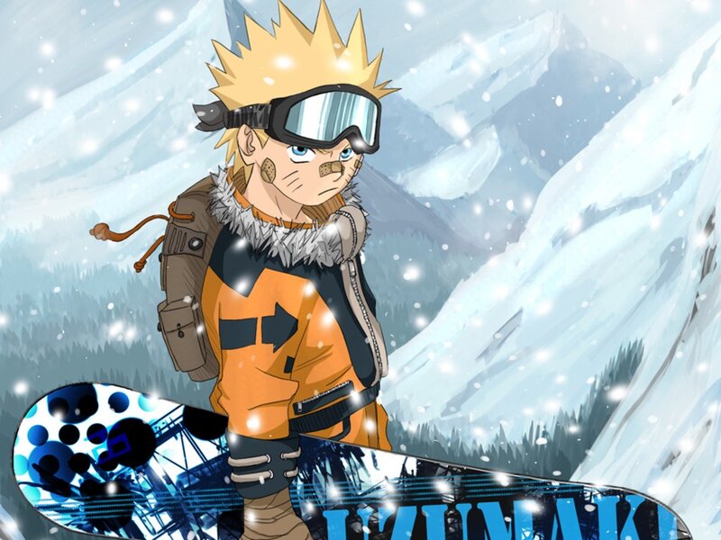 Naruto on Snowboard