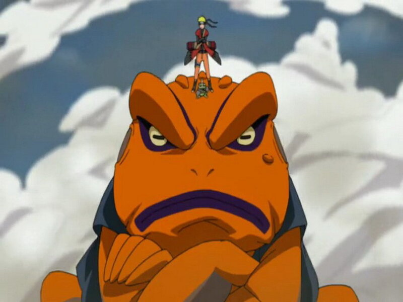 Naruto on toad's head