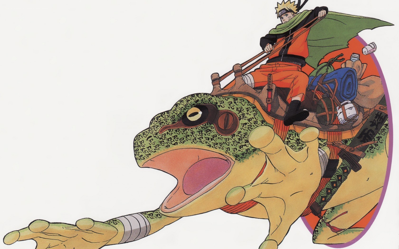 Naruto riding a toad