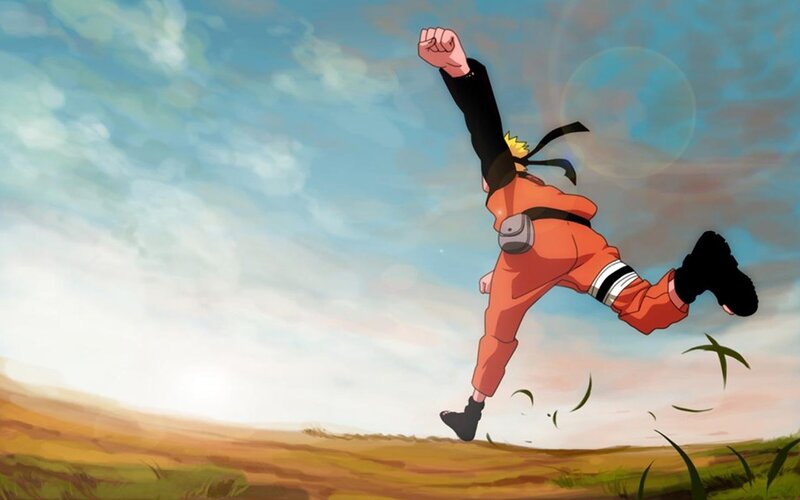 Naruto running through a field