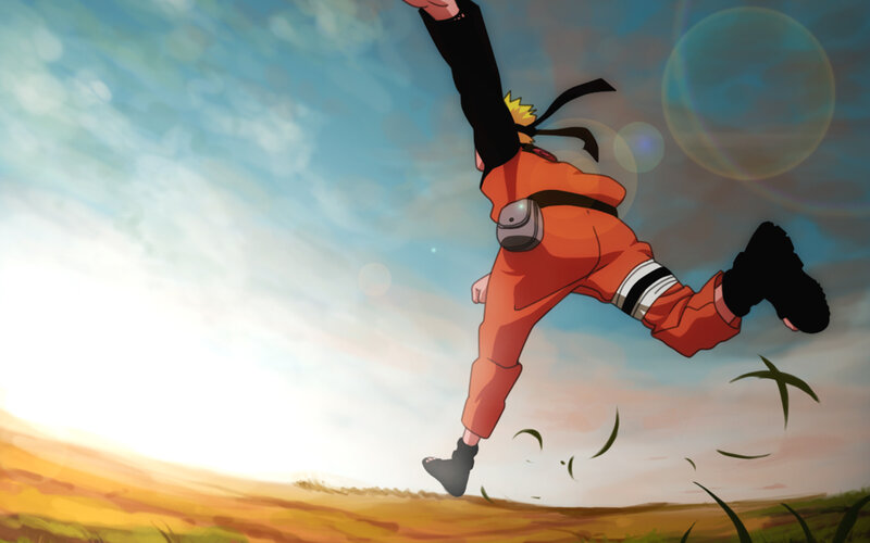 Naruto running through a field