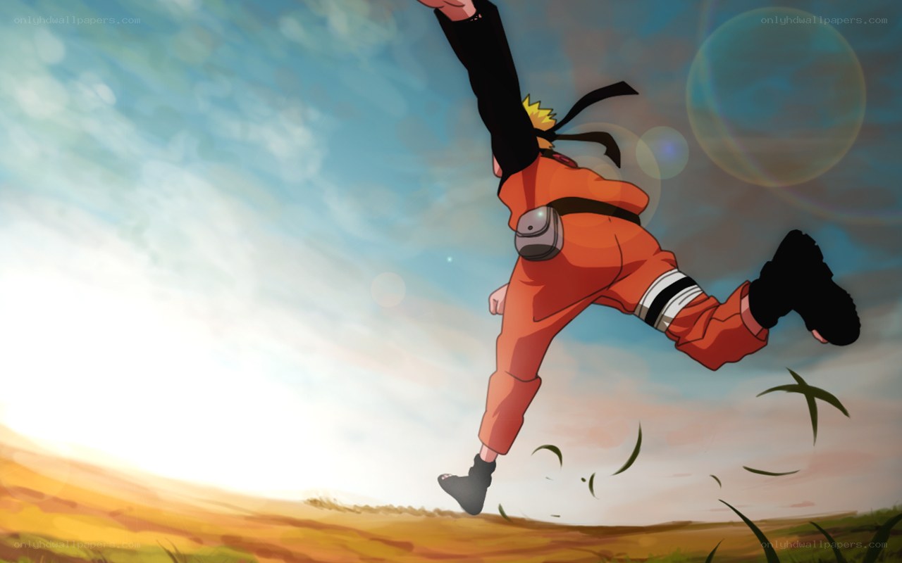 Naruto running through a field