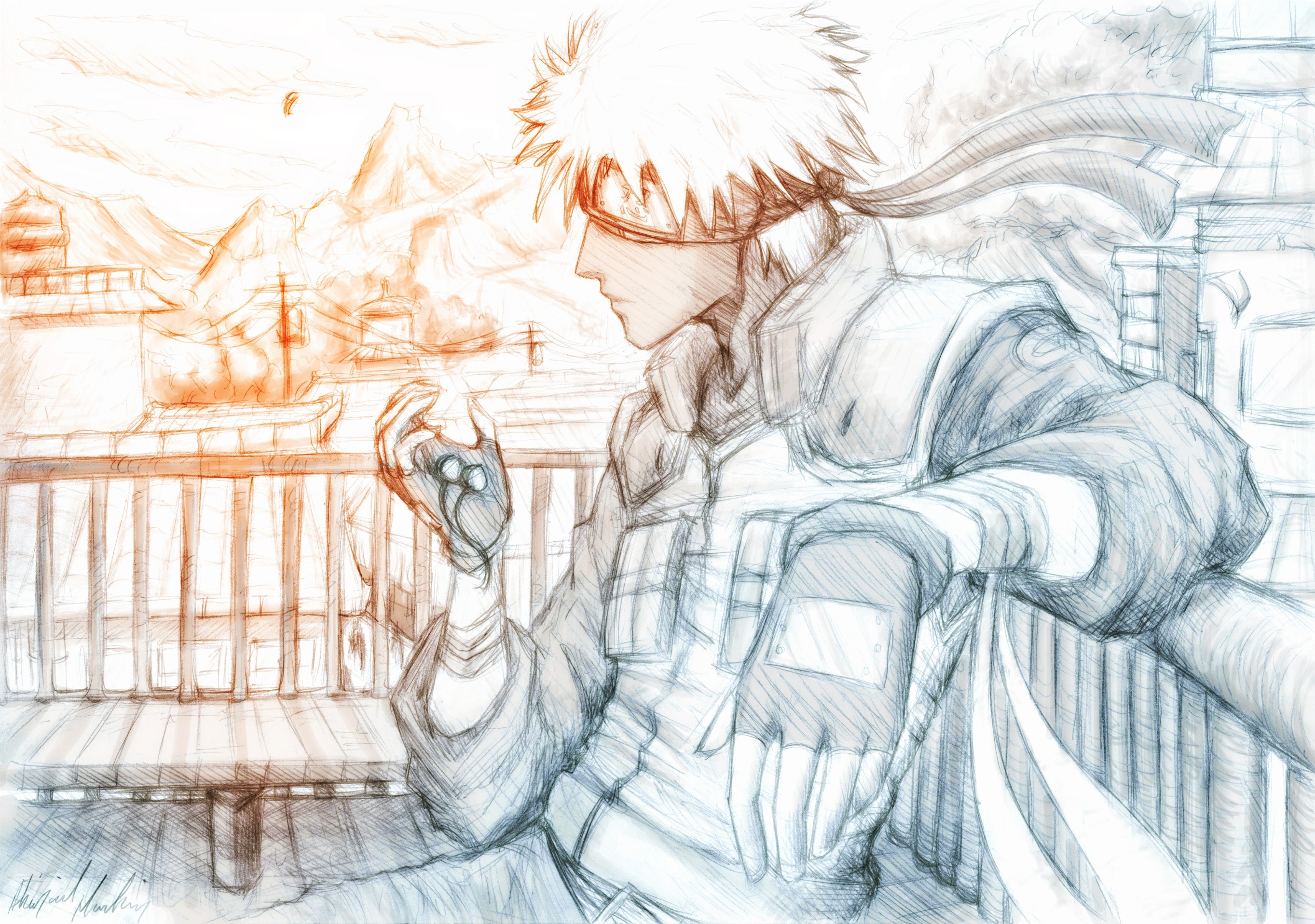 Naruto sketch on balcony