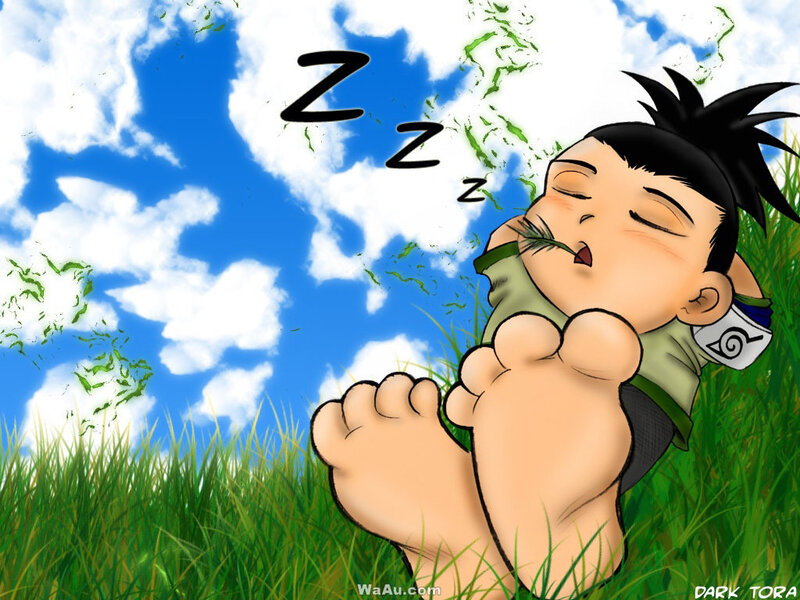 Naruto sleeping in the grass