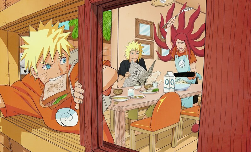 Naruto spying on family
