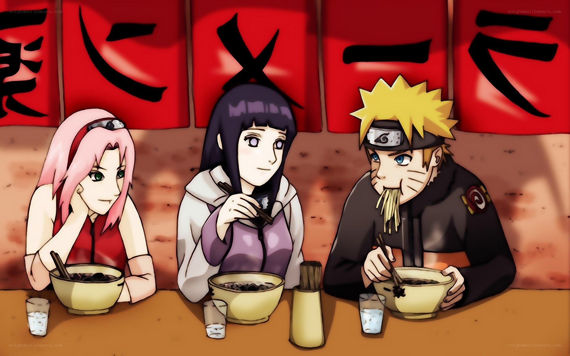 Naruto team eating ramen