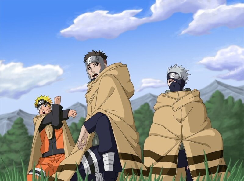Naruto team in a field