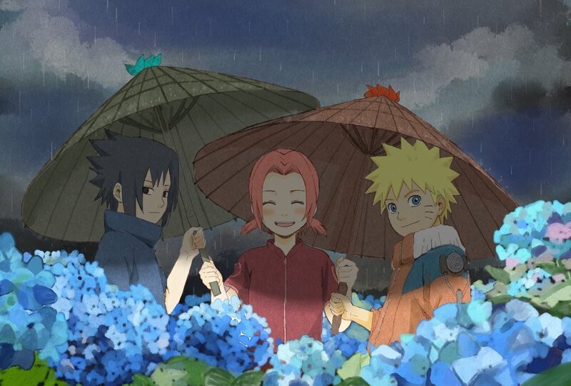 Naruto team in the rain