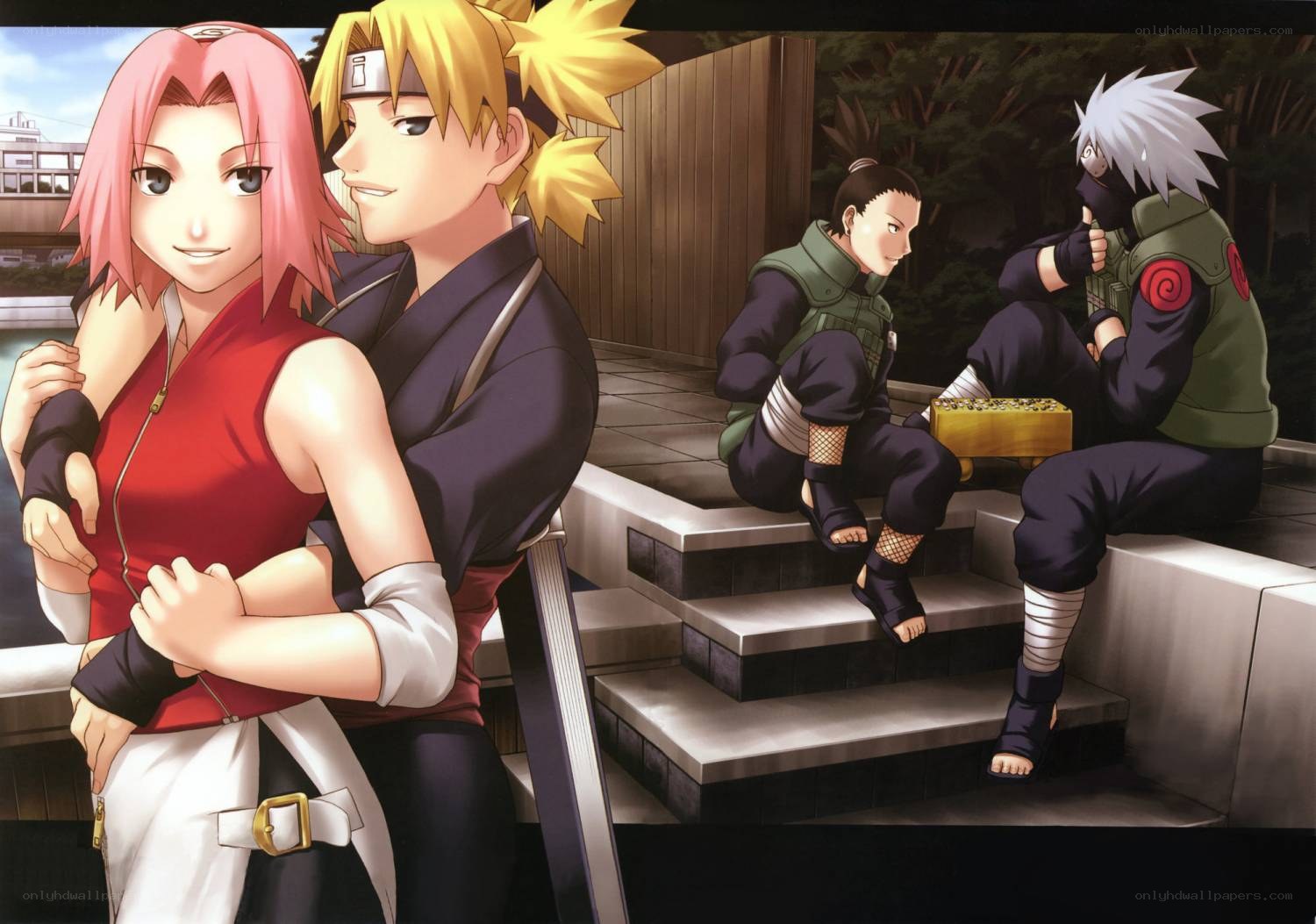 Naruto team on steps