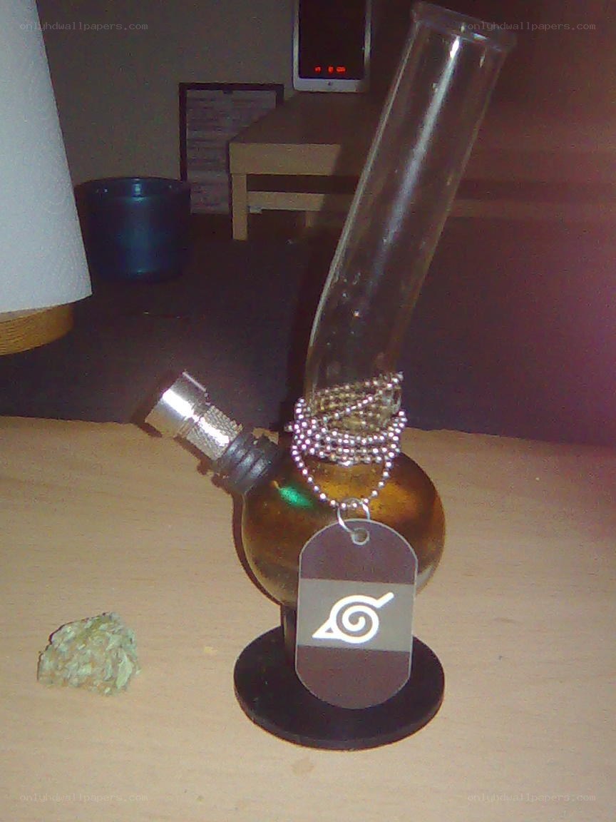 Naruto-themed bong on table